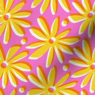 Daisy flower offset pink and mustard