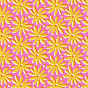 Daisy flower offset pink and mustard