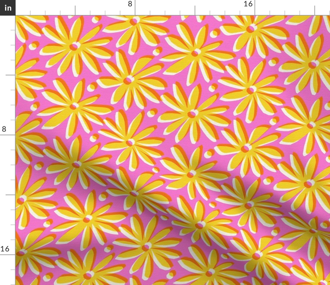 Daisy flower offset pink and mustard