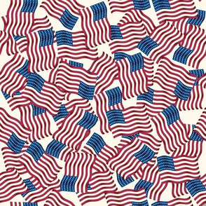 American Flag Pattern Beige Sm