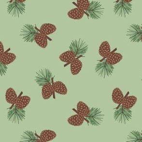 Pine Cones on Green Small