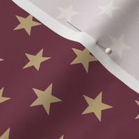 Tan Stars on Dark Red Lge