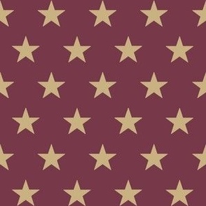 Tan Stars on Dark Red Lge