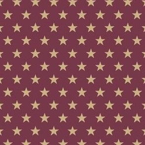 Tan Stars on Dark Red Sm