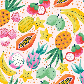 tropical fruit/orange dots/large