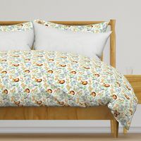 Jungle Animals (mint wash) - Kids Safari Animal Nursery Bedding, Lion Elephant Giraffe Zebra Rhino Cheetah, SMALLER scale