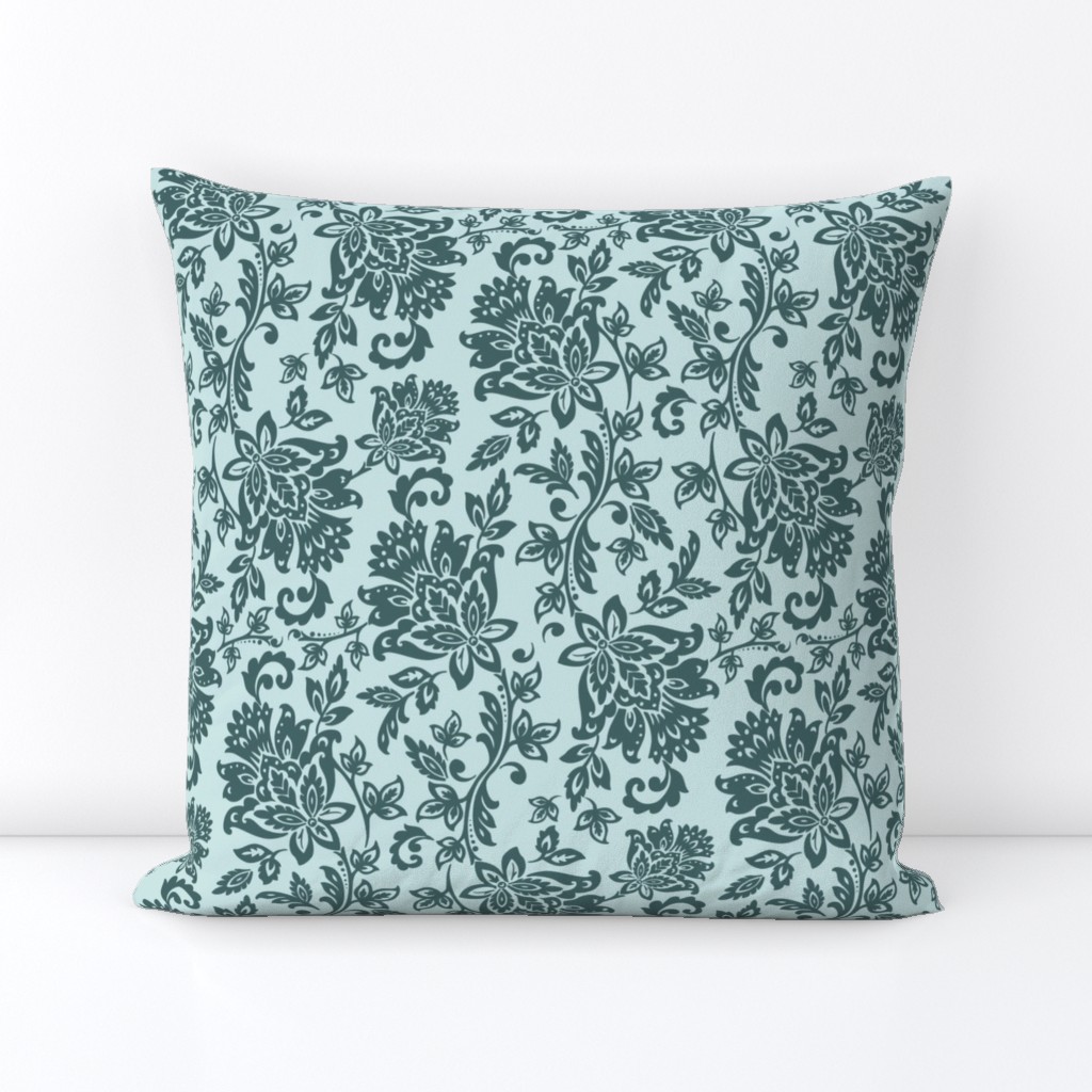 Pine and Mint Floral Damask