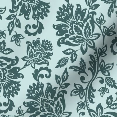 Pine and Mint Floral Damask