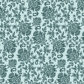 Pine and Mint Floral Damask