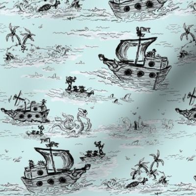 A Pirates Toile Blue - Small 