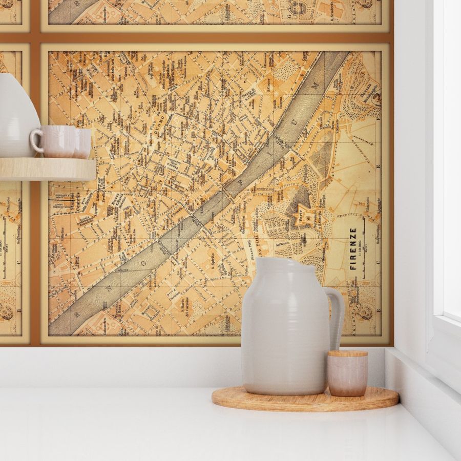 Florence antique map, large (yard)