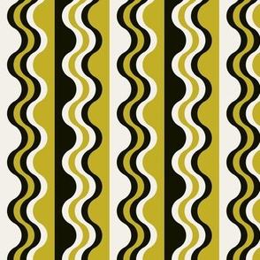 Sea Shell Waves in mustard yellow green and black