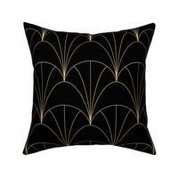 DELICATE ART DECO FANS - GOLD ON BLACK - EXTRA LARGE SCALE