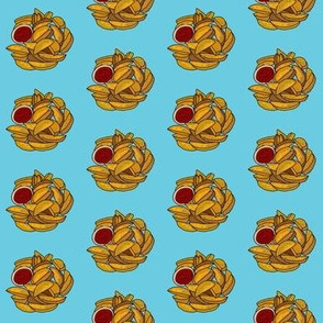 potato wedges fabric - potato, potatoes, food, junk food, fries - blue