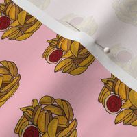 potato wedges fabric - potato, potatoes, food, junk food, fries -pink