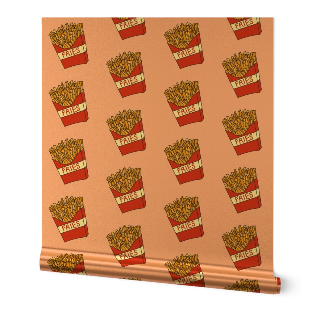 french fries - french fries fabric, fast food, food, food fabric, potato, potato foods - pink