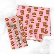 french fries - french fries fabric, fast food, food, food fabric, potato, potato foods - pink