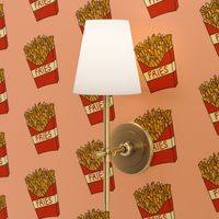 french fries - french fries fabric, fast food, food, food fabric, potato, potato foods - pink