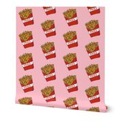 french fries - french fries fabric, fast food, food, food fabric, potato, potato foods - pink