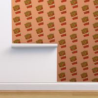 french fries - french fries fabric, fast food, food, food fabric, potato, potato foods - pink