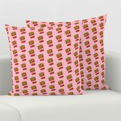 french fries - french fries fabric, fast food, food, food fabric, potato, potato foods - pink