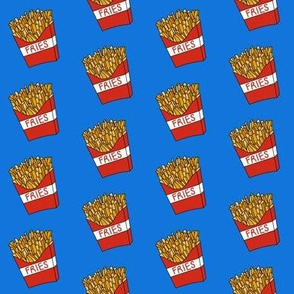 french fries - french fries fabric, fast food, food, food fabric, potato, potato foods -  bright blue