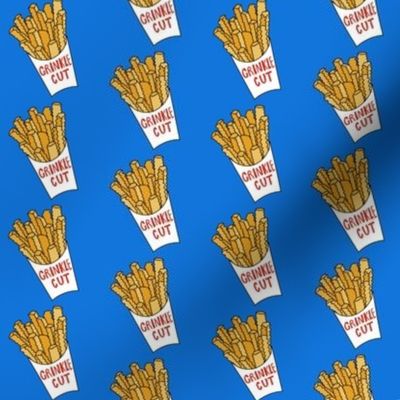 crinkle cut fries,  french fries, fries, food, junk food - bright blue