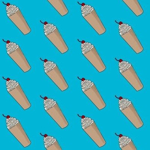 chocolate milkshake fabric - chocolate, milkshake fabric, food, cherry, whipped cream -  teal