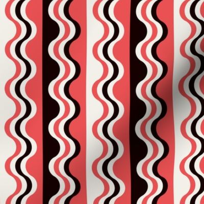 Sea Shell Waves in coral red and black