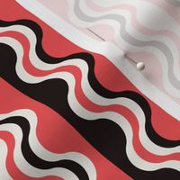 Sea Shell Waves in coral red and black