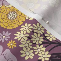 Purple & Yellow Floral/Botanical Pattern