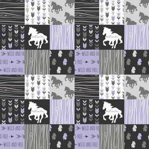 3” Horse Patchwork - lilac, black and grey 