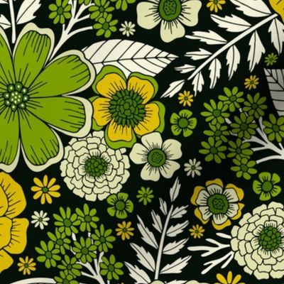 Modern Yellow & Green Floral Pattern