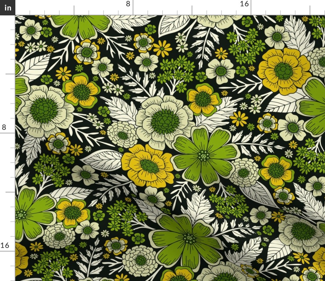 Modern Yellow & Green Floral Pattern