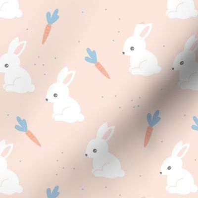 Little bunny garden and carrots sweet spring easter theme baby kids design soft mint soft blush blue white