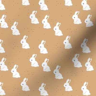 Little bunny garden and rabbits sweet spring easter theme baby kids design cinnamon latte brown neutral nursery SMALL