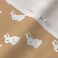 Little bunny garden and rabbits sweet spring easter theme baby kids design cinnamon latte brown neutral nursery SMALL