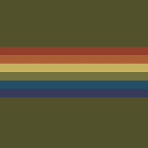 Retro Rainbow Stripe with Olive Green Band