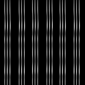 Undulating Stripes-White On Black-Small