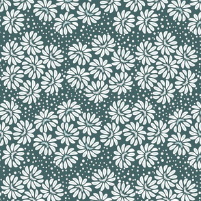 Scattered flowers Mint Polka dot