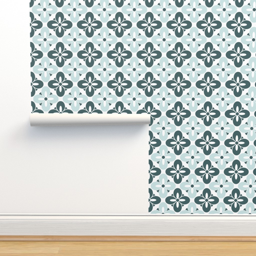 Wonderful Tile Mint Green Floral Wallpaper | Spoonflower