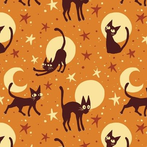  Moonlit Cats on Mustard