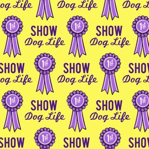 Show dog life - ribbon - yellow and purple - LAD20