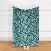 Distressed Hawaiian Hibiscus Floral- Pine and Mint