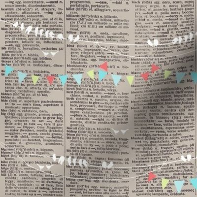 dictionary page with birds on wire and bunting