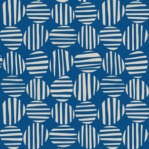 Funky Striped Circles in Navy and Taupe