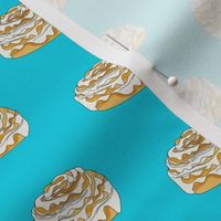 cinnamon roll fabric  - brunch fabric, breakfast fabric, food fabric - blue