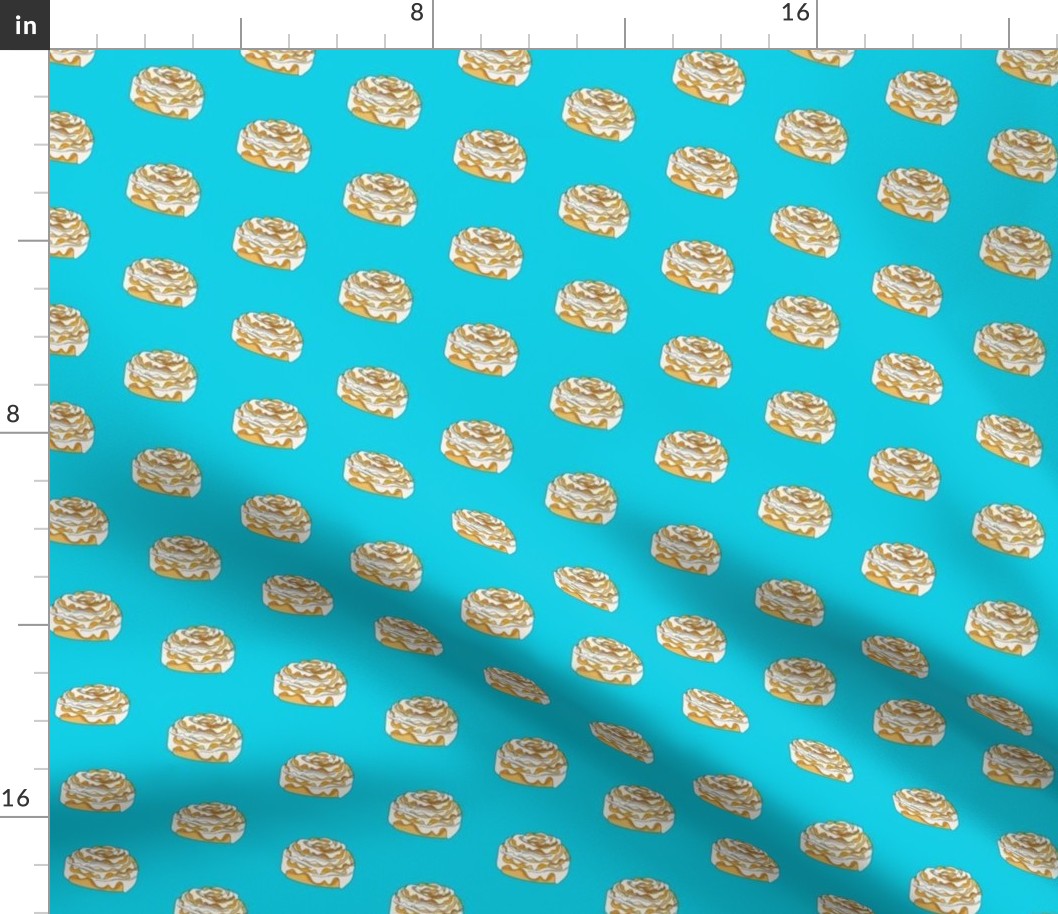 cinnamon roll fabric  - brunch fabric, breakfast fabric, food fabric - blue