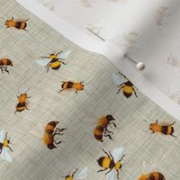 4" Honey Bees // Moon Mist Linen