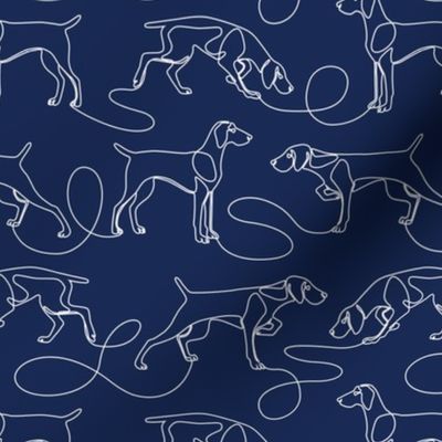 Continuous Line Weimaraners With Docked Tails (Navy and White) – Medium Scale